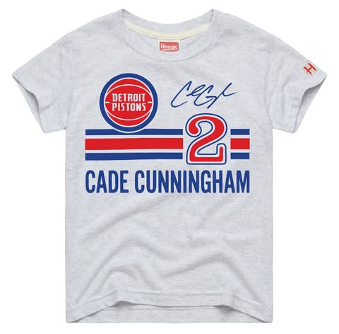 Youth Homage Cade Cunningham Ash Detroit Pistons Remix Signature Name & Number Tri-Blend T-Shirt