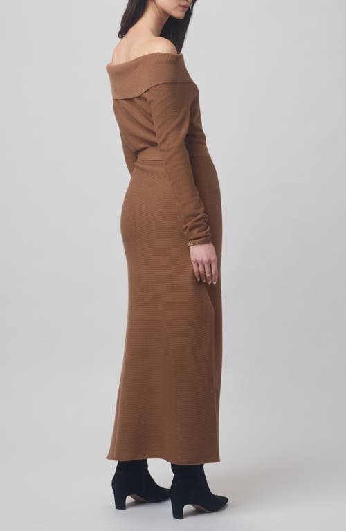 Splendid X @cellajaneblog Over The Shoulder Sweater Dress In Brown