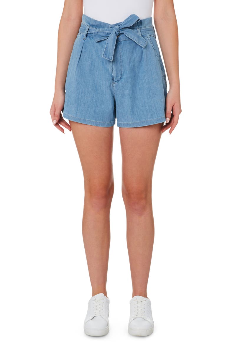 Goldie High Paperbag Waist Denim Shorts, Main, color, FEATURE