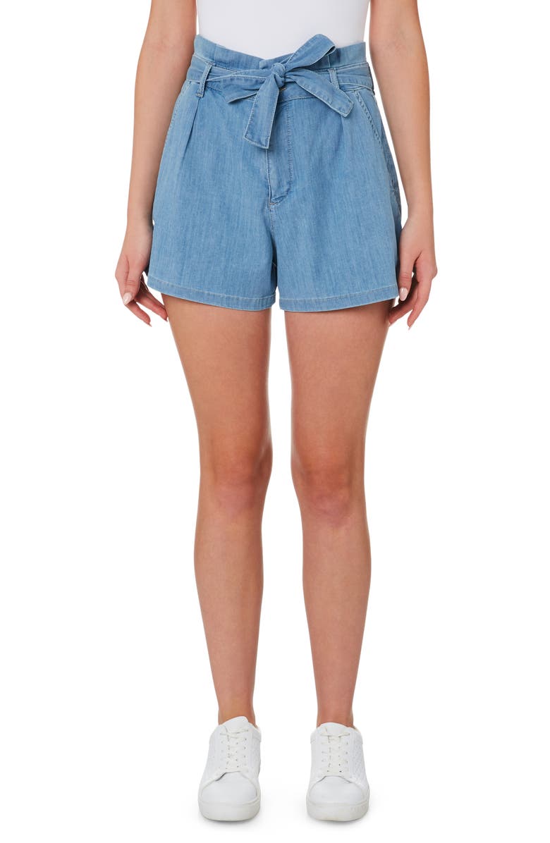 Outland Denim Goldie High Paperbag Waist Denim Shorts, Main, color, 