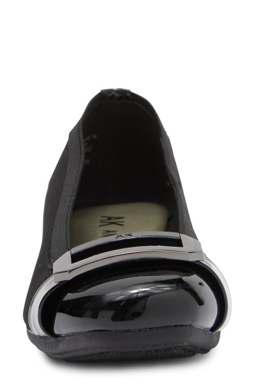 Anne Klein Ursula Ballet Flat In Black Matte Stretch