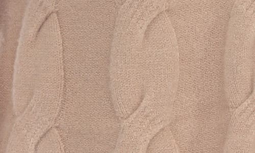 Rain And Rose Faux Fur Collar Cable Stitch Cardigan In Camel