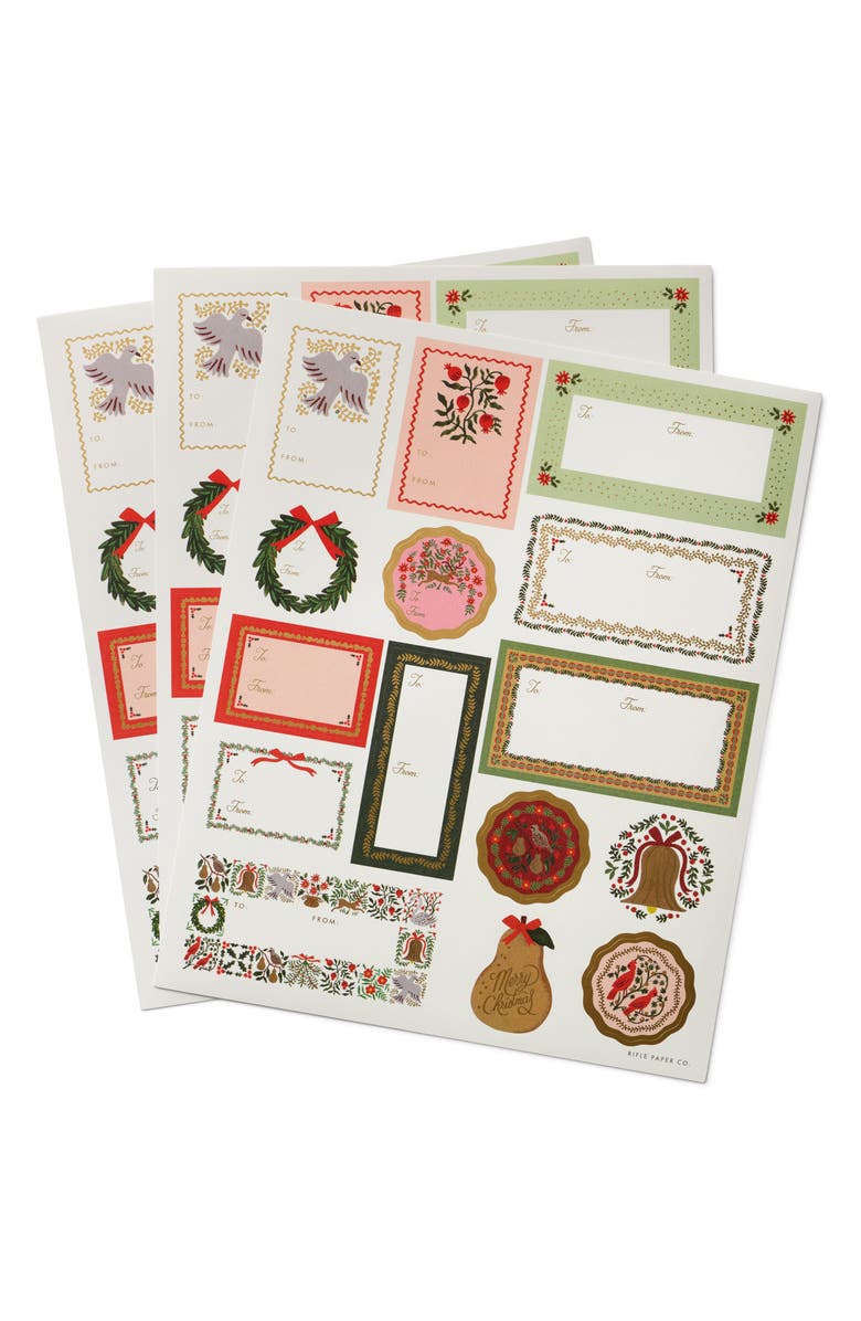 Rifle Paper Co. Christmastide 3-Pack of Gift Tag Label Stickers, Main, color, 