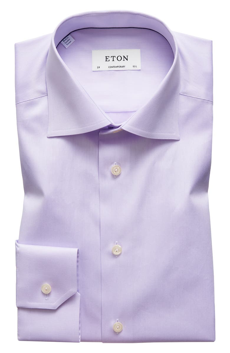 Eton Contemporary Fit Twill Dress Shirt, Alternate, color, Purple