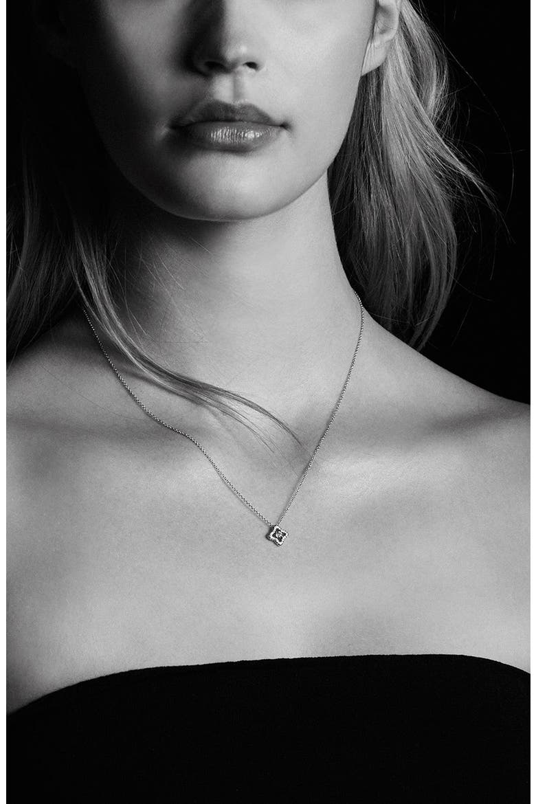 Venetian Quatrefoil Necklace with Diamonds in 18K Gold, Alternate, color, EMERALD