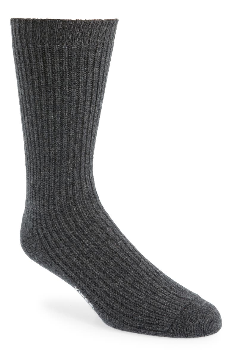 Vince Shaker Knit Wool & Cashmere Crew Socks, Main, color, Charcoal