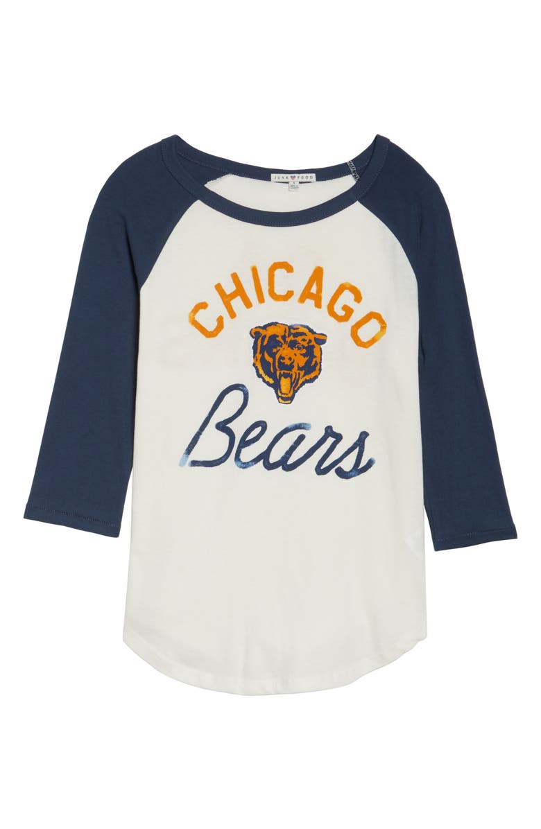 Junk Food NFL Chicago Bears Raglan Tee, Alternate, color, Sugar/ True Navy