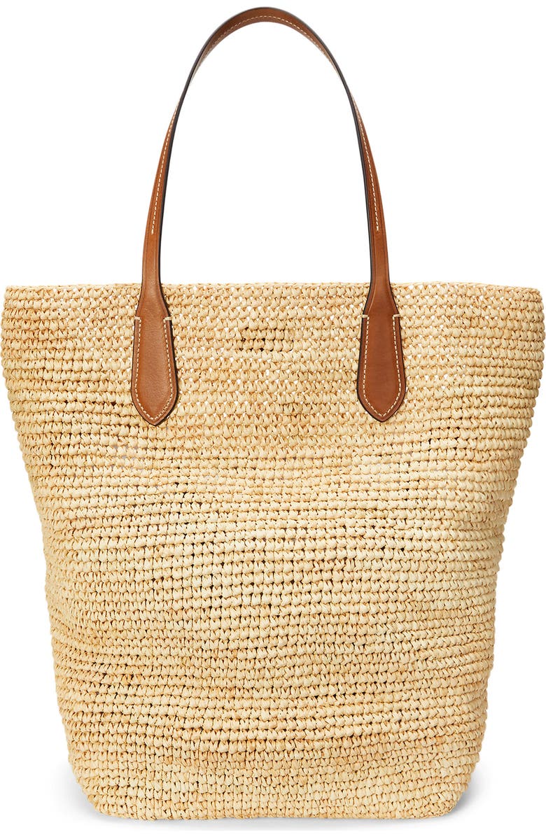 Polo Ralph Lauren Large Raffia Tote, Alternate, color, Natural/ Cuoio