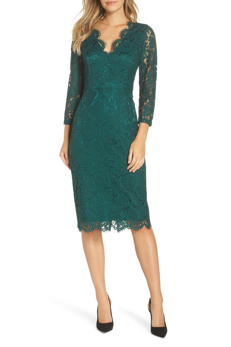 Lace Sheath Dress, Main, color, GREEN