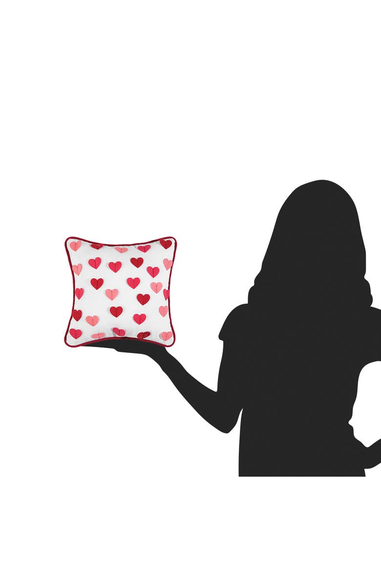 Heart Embroidered Mini Valentine's Day Accent Pillow 10" x 10", Alternate, color, Red