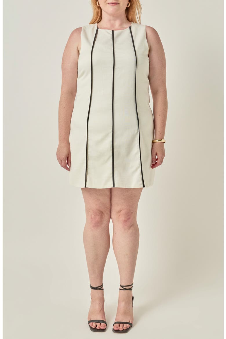 Sleeveless Minidress, Main, color, WHITE/ BLACK