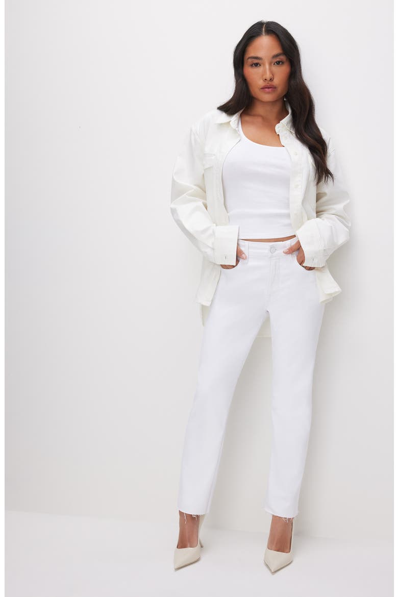 Good Petite Raw Hem Straight Leg Jeans, Alternate, color, WHITE037