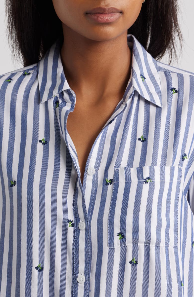 beachlunchlounge Caitlin Embroidered Shirt, Alternate, color, Aster Field