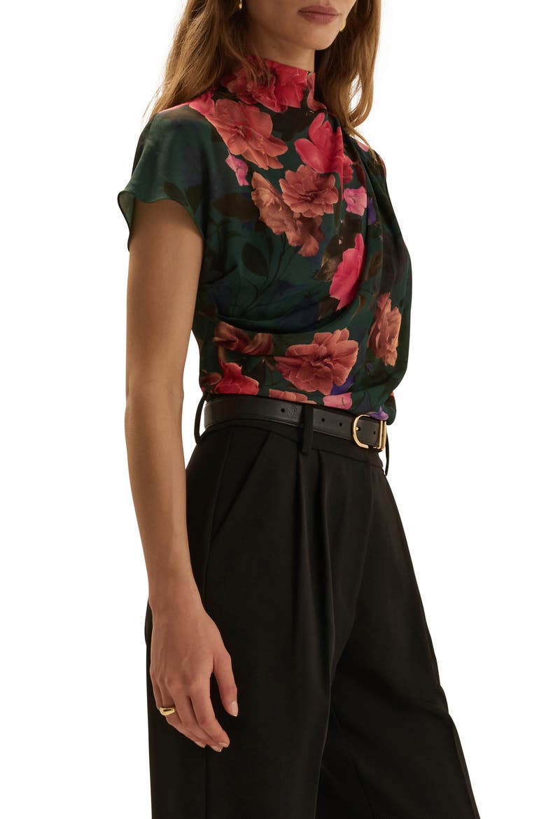 The Graceful Top with High Neck, Alternate, color, GEMSTONE FLORAL