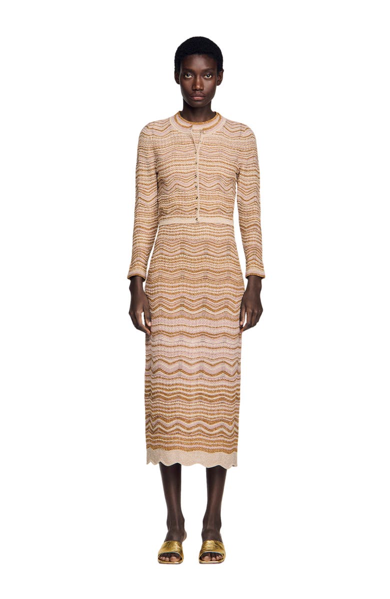 SANDRO Decorative knit cardigan, Alternate, color, Brown