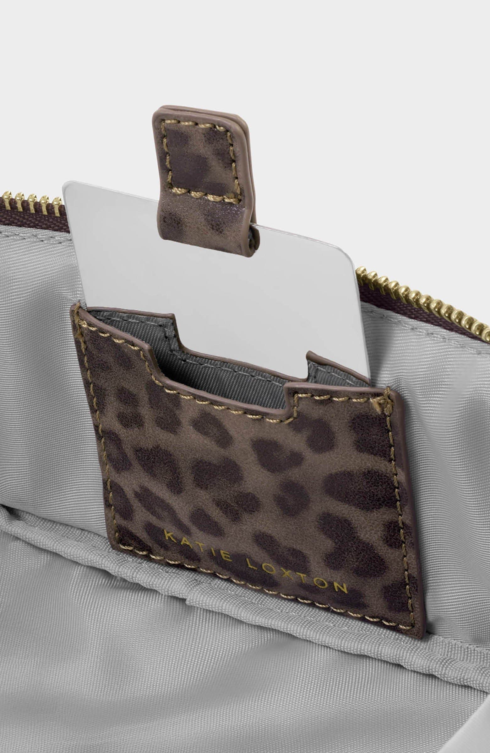 Fold-Out Mirror Make Up Bag, Alternate, color, Leopard