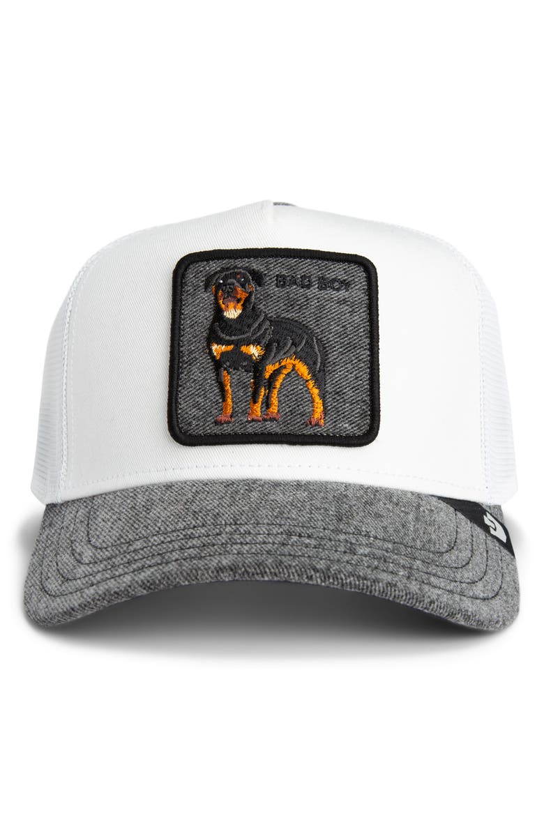 Goorin Bros. Denim Bad Boy Patch Snapback Trucker Hat, Alternate, color, Gray Denim