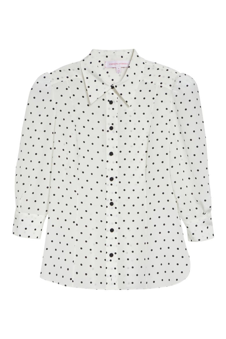 Polka Dot Silk Button-Up Shirt, Alternate, color, IVORY MULTI