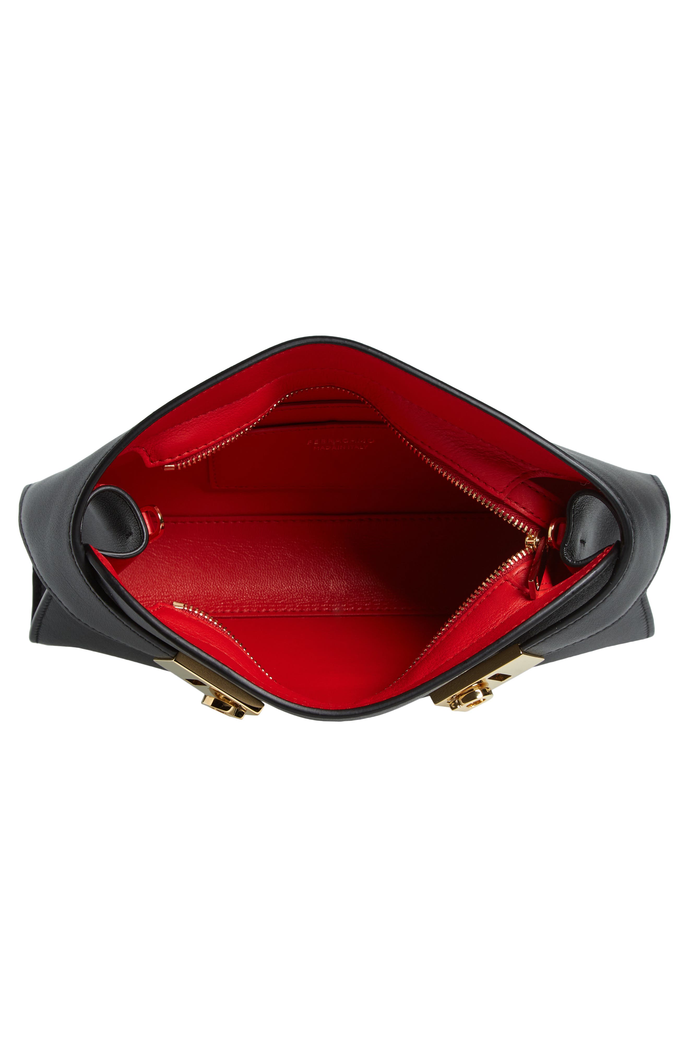 FERRAGAMO Hug Soft Leather Convertible Bag, Alternate, color, Nero