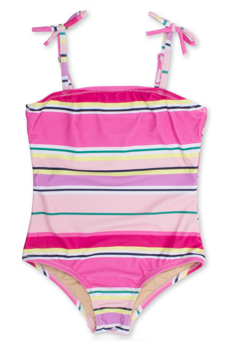 Kids' Beach Stripe One-Piece Swimsuit, Main, color, PINK MULTI