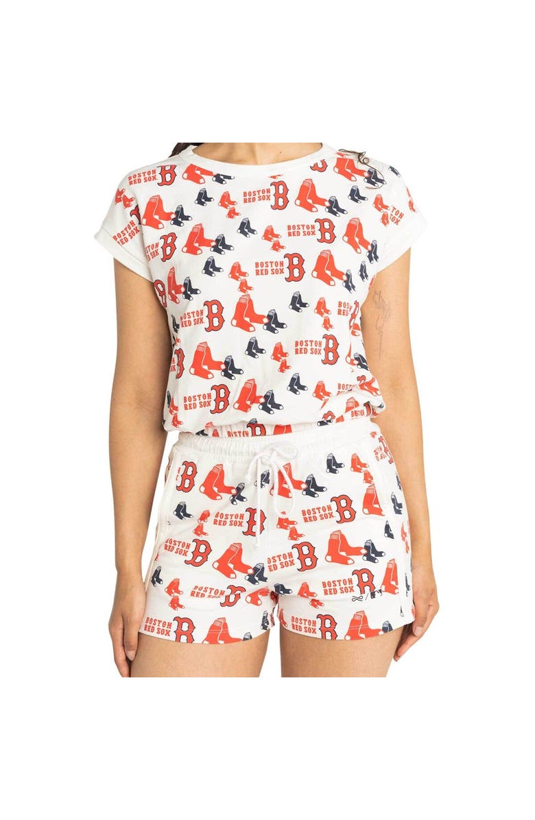 LUSSO Women's Lusso  White Boston Red Sox Marge Shorts, Alternate, color, White