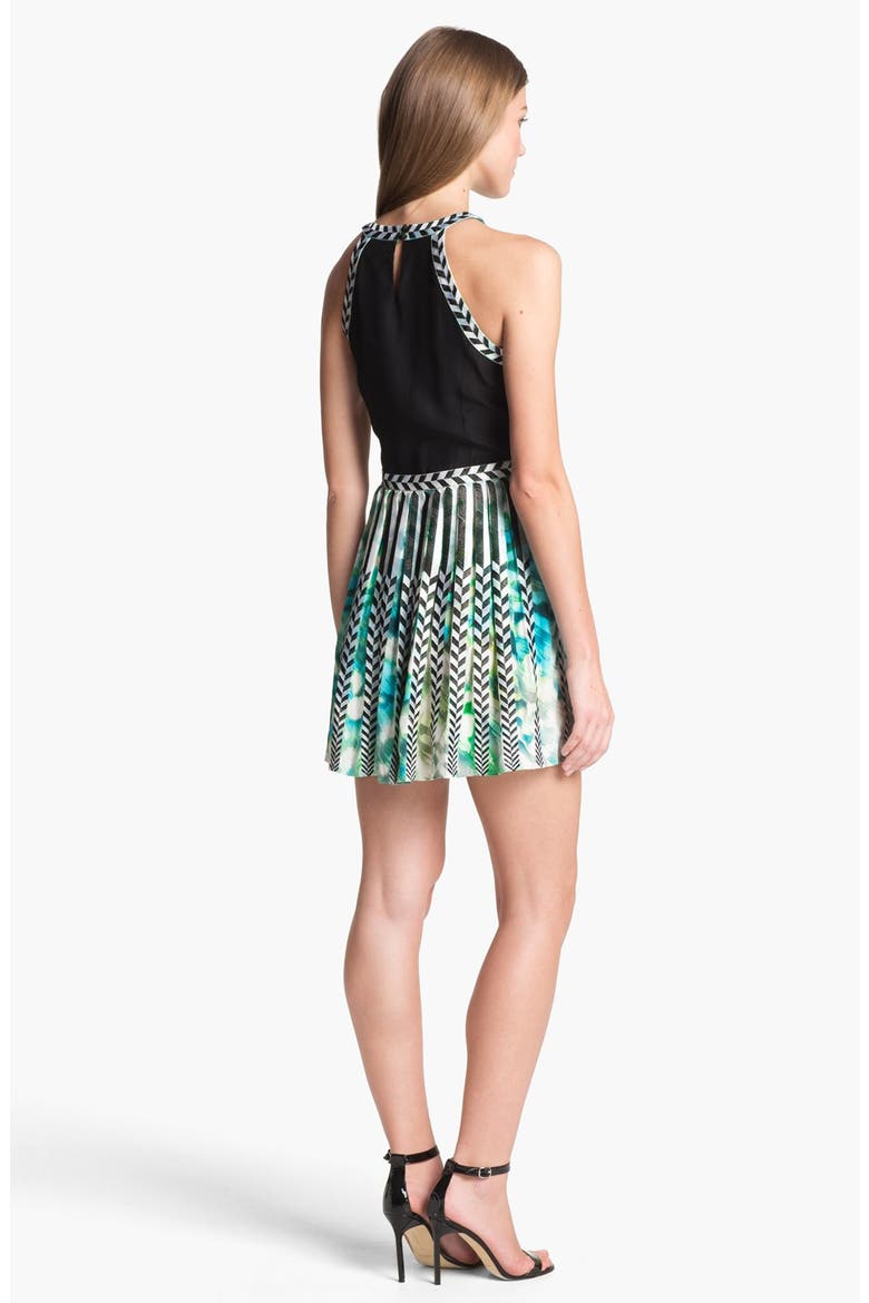 'Selita' Embroidered Print Fit & Flare Dress, Alternate, color, AQUA BOTANIC