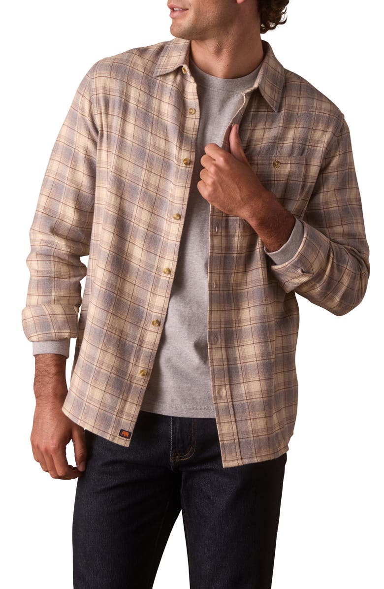 The Normal Brand Hudson Flannel Button-Up Shirt, Main, color, Cream Plaid