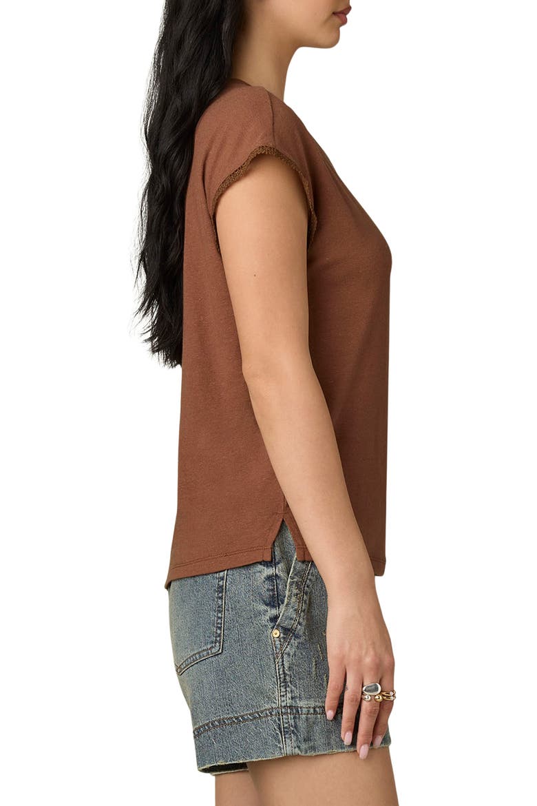Crochet Cap Sleeve Tee, Alternate, color, UMB UMBER