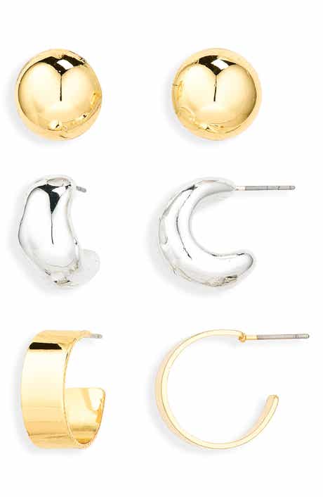 Set of 3 Stud & Huggie Hoop Earrings