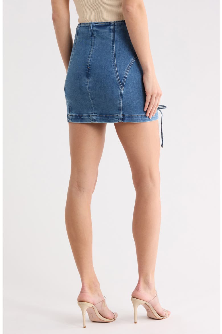 Dolly Lace Up Denim Miniskirt, Alternate, color, INDIGO1090