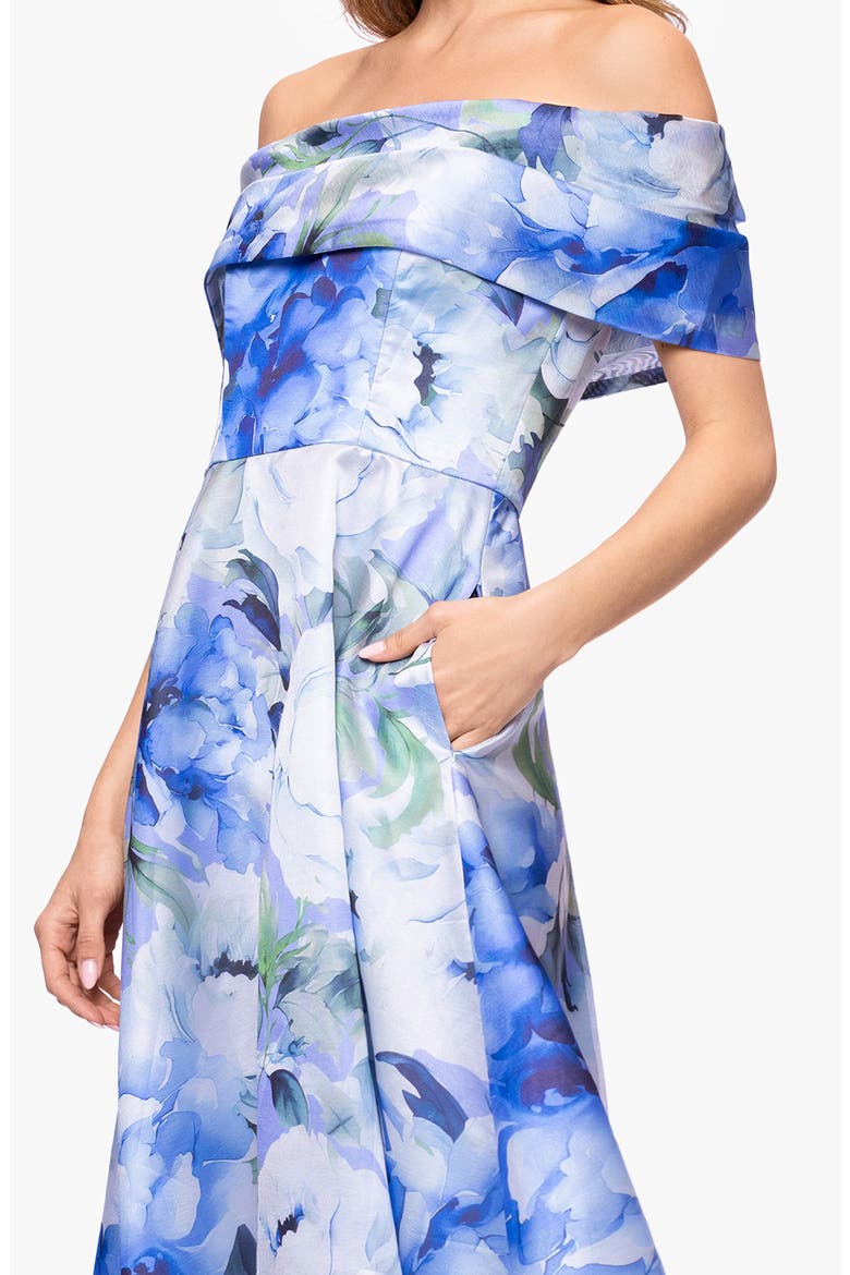 Floral Print Organza Party Dress, Alternate, color, BLUE/ MULTI