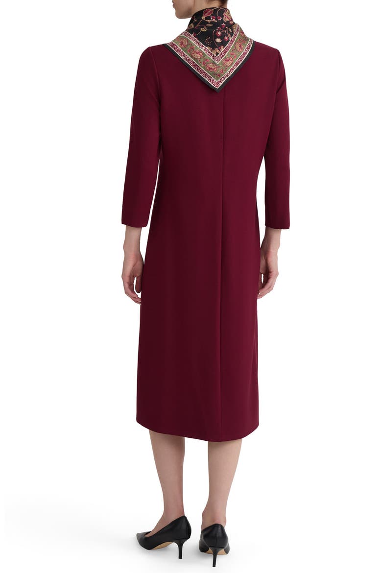 Three-Quarter Sleeve Midi Dress, Alternate, color, CLASSIC WINE MULTI