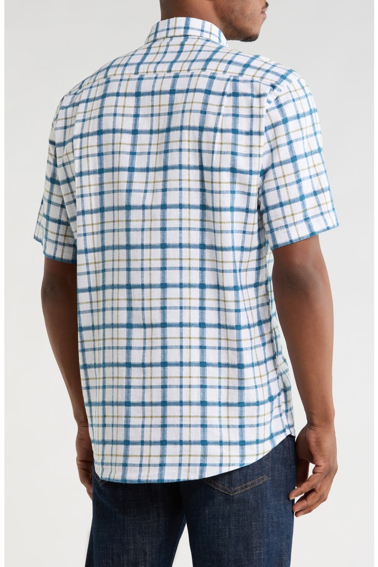Glover Short Sleeve Linen & Cotton Blend Button-Up Shirt, Alternate, color, NAVY