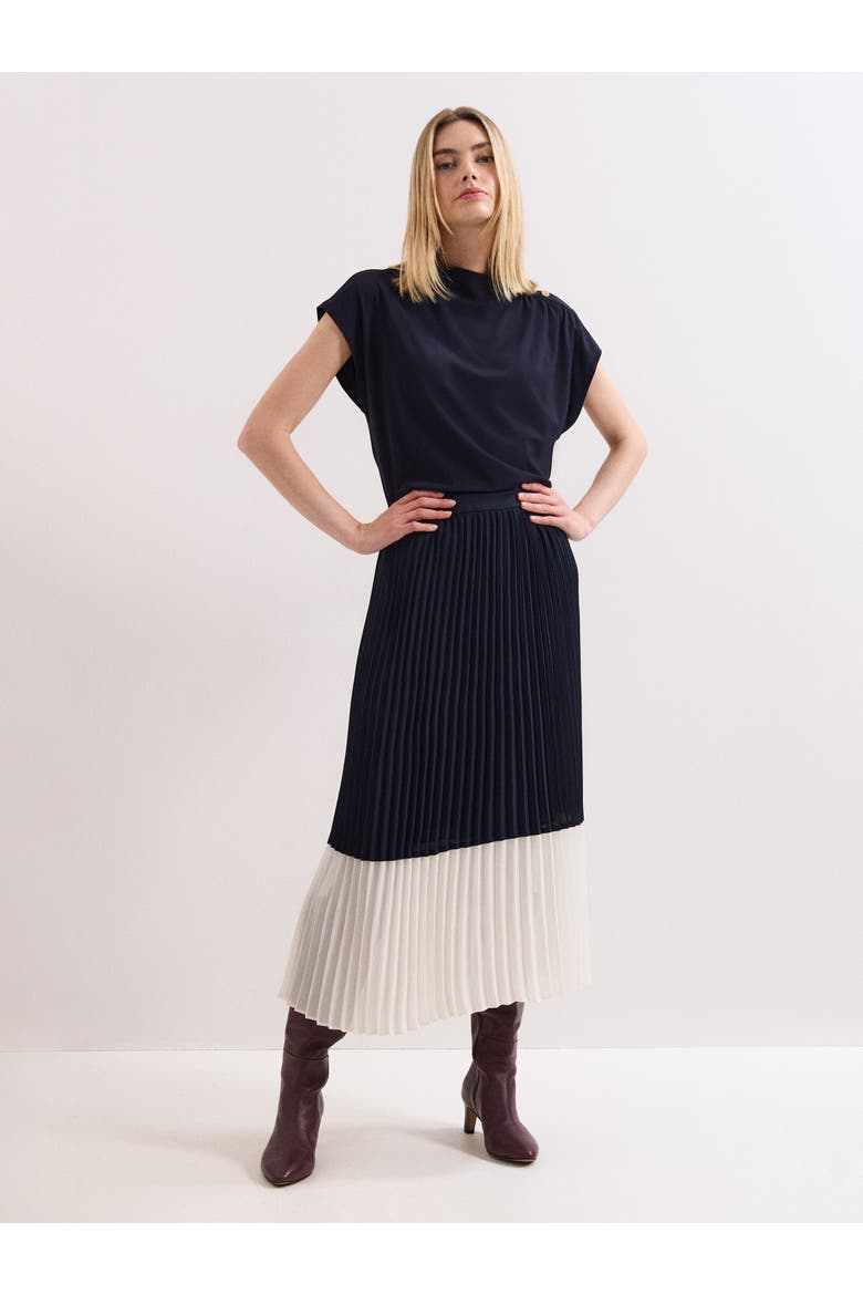 Eleanor Pleated Midi Skirt, Main, color, Navy