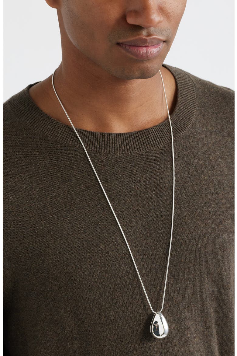 Polished Teardrop Pendant Necklace, Alternate, color, SILVER