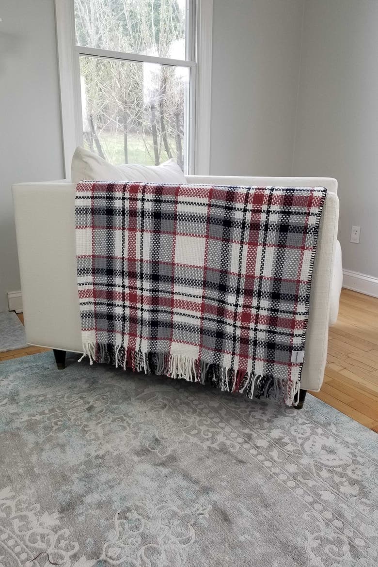 Plaid Lightweight Turkish Throw Blanket, Alternate, color, White