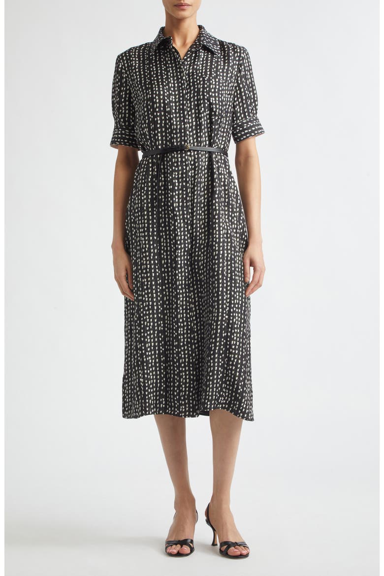 Kieran Belted Silk Shirtdress, Main, color, BLACK BLUEBELL