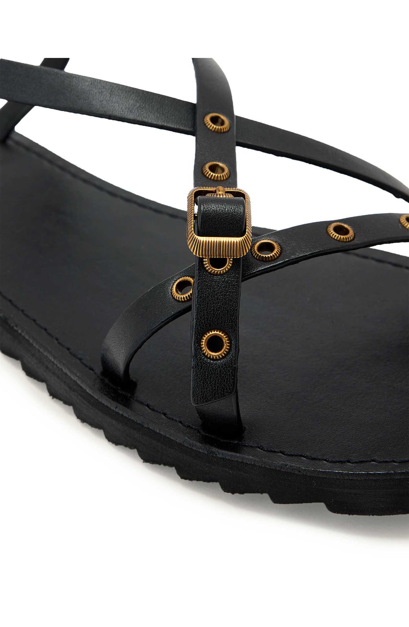 AllSaints Tyla Eyelet Ankle Strap Sandal, Alternate, color, Black