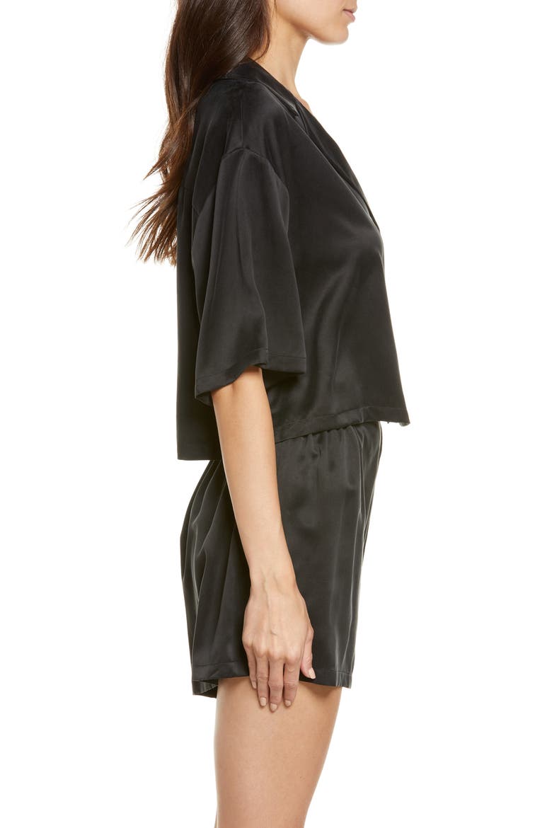Washable Silk Button-Up Short Pajamas, Alternate, color, IMMERSED BLACK