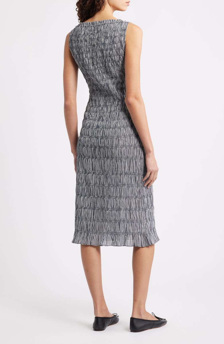 DÔEN Rosine Smocked Gingham Dress, Alternate, color, Navy La Maddalena Gingham