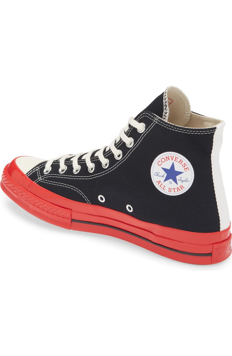 Comme des Garçons PLAY x Converse Chuck Taylor<sup>®</sup> Hidden Heart Red Sole High Top Sneaker, Alternate, color,
