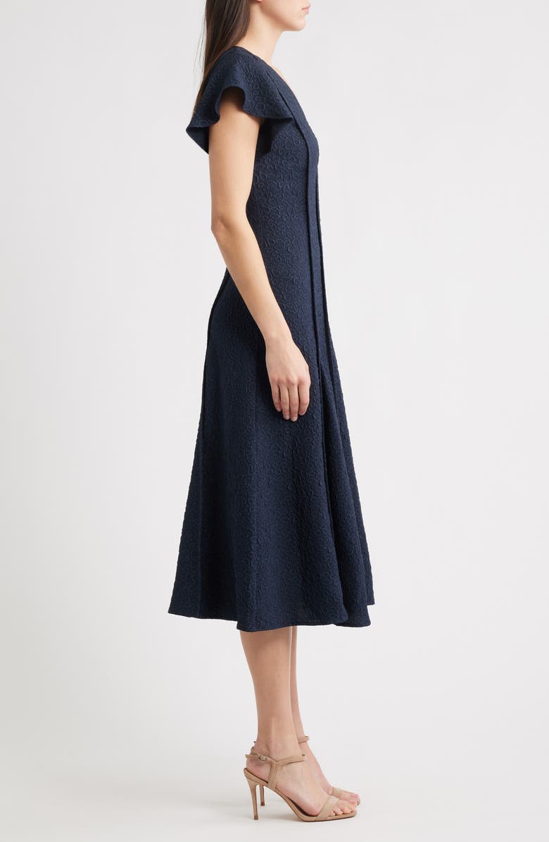 Mila Mae Flutter Sleeve Jacquard Cocktail Dress, Alternate, color, Navy