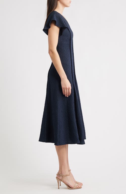 Mila Mae Flutter Sleeve Jacquard Cocktail Dress In Blue