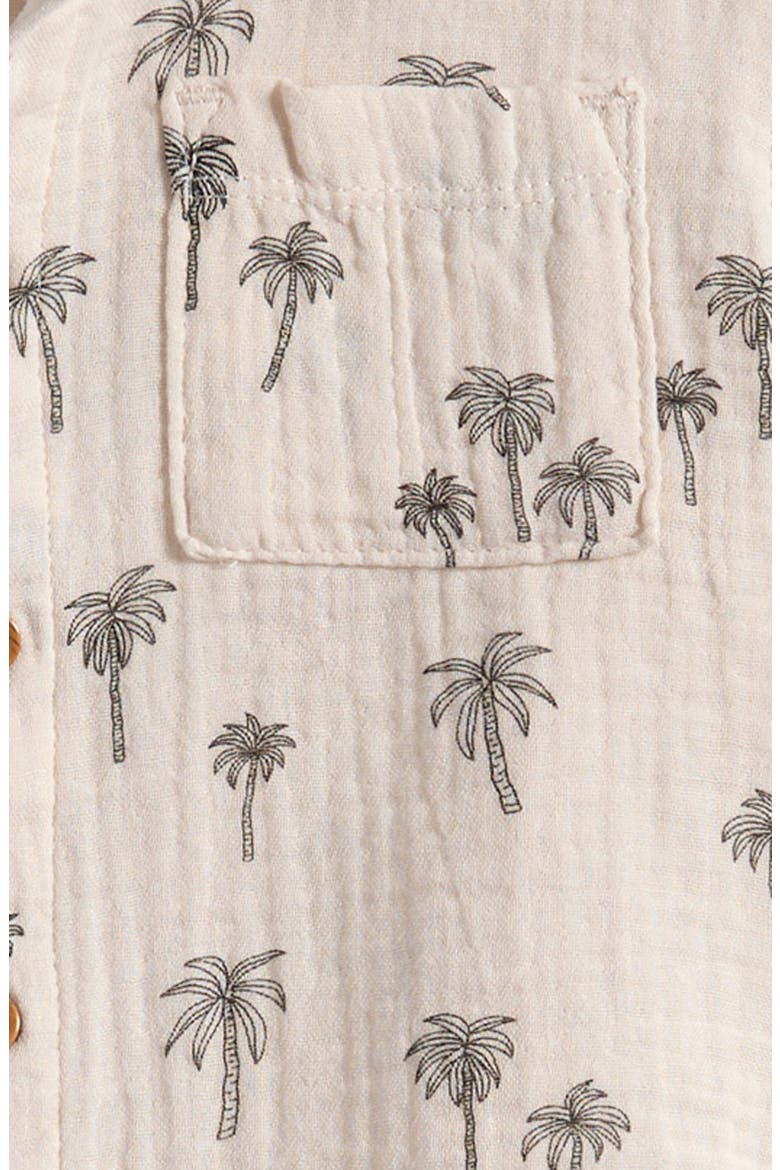 Print Organic Cotton Gauze Button-Up Shirt & Shorts Set, Alternate, color, PALM TREES