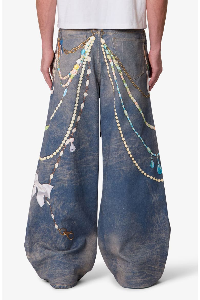 Rave Chain Print Denim Jeans, Alternate, color, WASHED BLUE