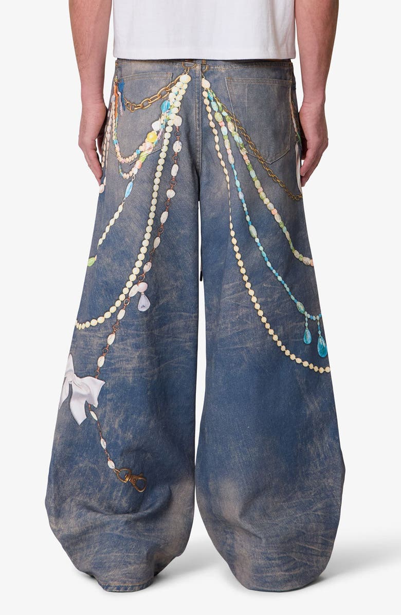 mnml Rave Chain Print Denim Jeans, Alternate, color, Washed Blue