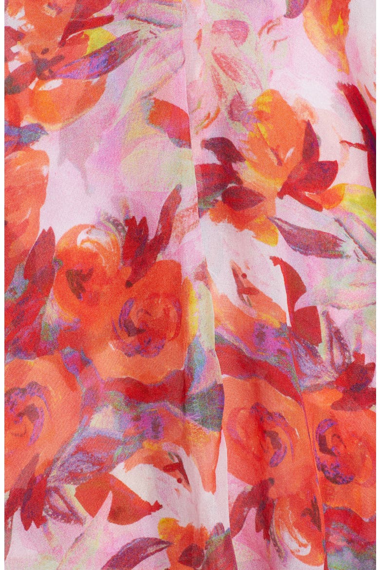 Darla Floral Print Silk Midi Dress, Alternate, color, RUST