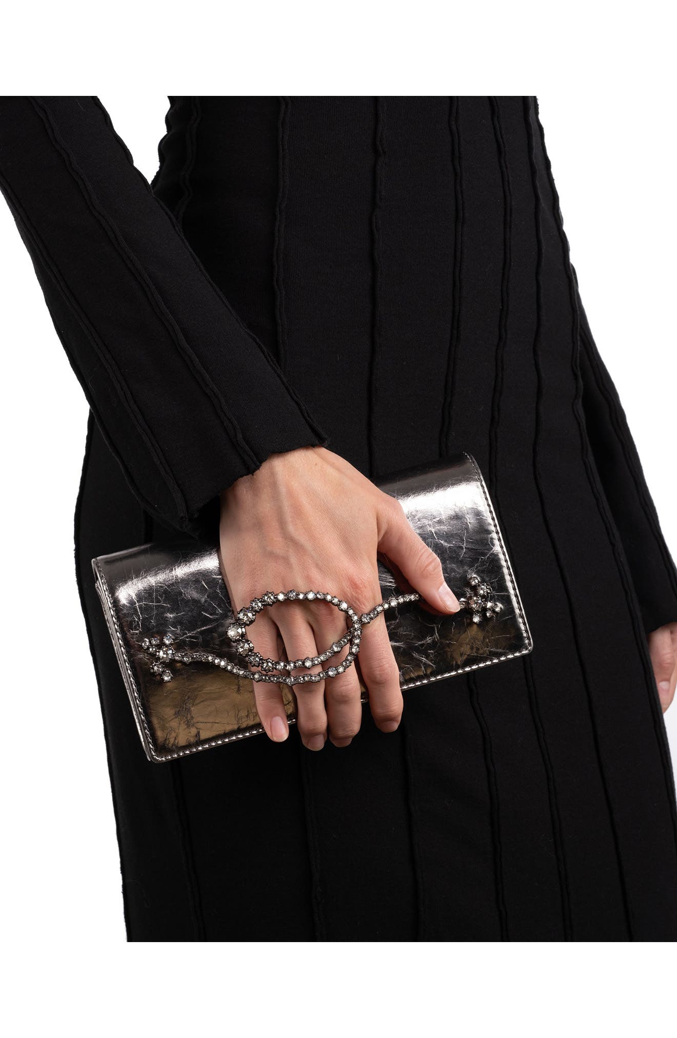 Alexis Bittar Punk Royale Crystal Side Handle Leather Clutch (Women ...