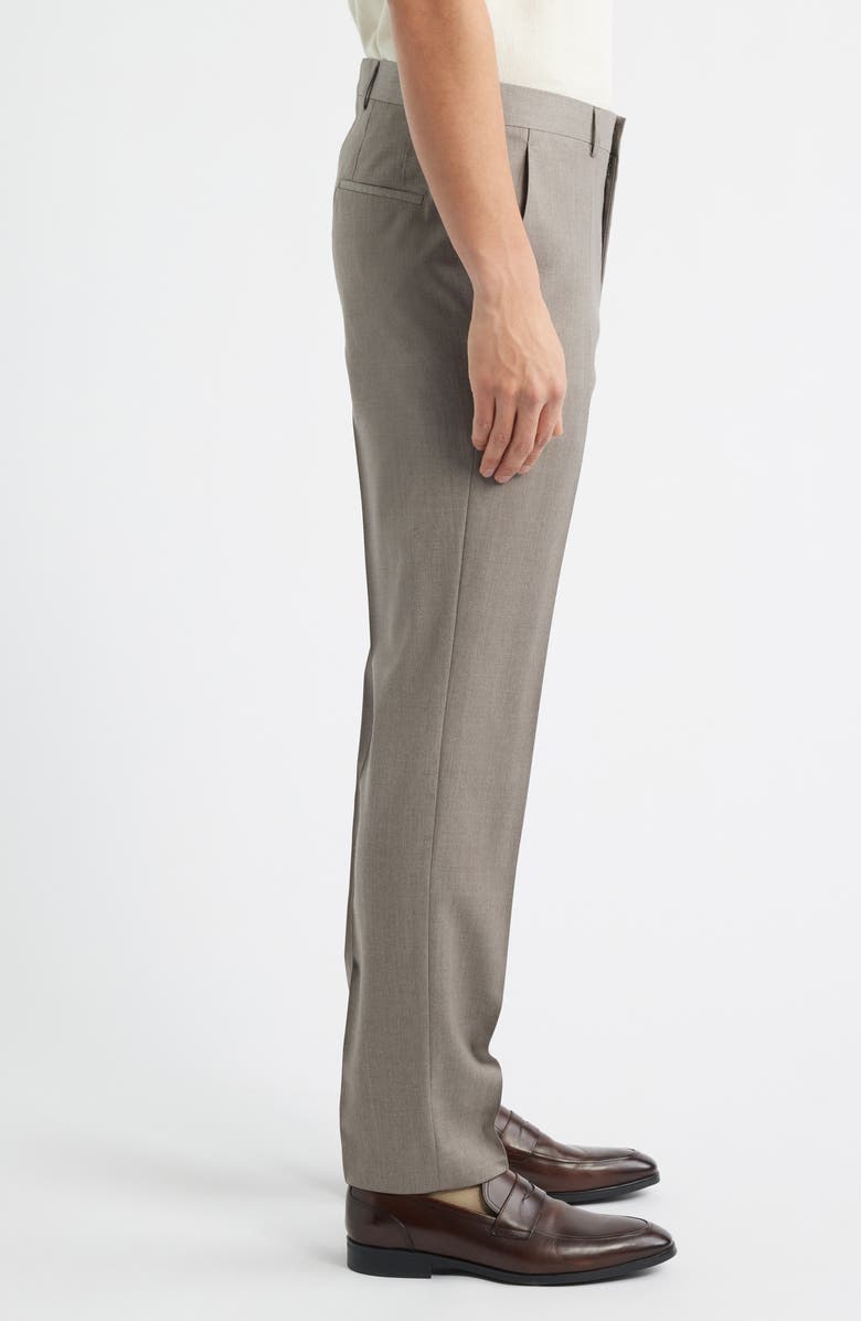 BOSS Genius Slim Fit Flat Front Wool Dress Pants, Alternate, color, Medium Beige