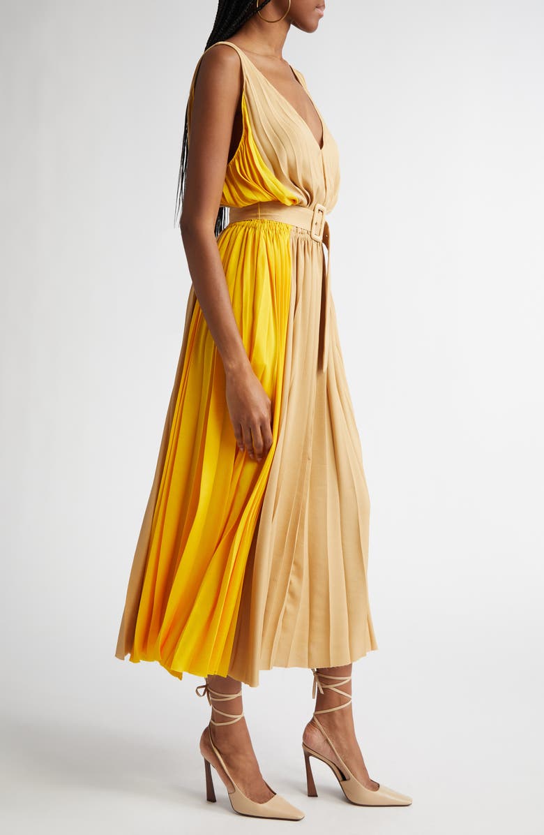 Ramy Brook Latoya Colorblock Pleated Dress, Alternate, color, Daisy Colorblock